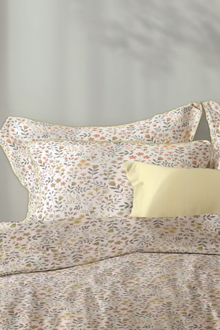 2 taies d'oreiller en satin de coton Havre d'ambre - 80 fils/cm² - Blanc et jaune