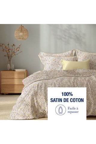 2 taies d'oreiller en satin de coton Havre d'ambre - 80 fils/cm² - Blanc et jaune