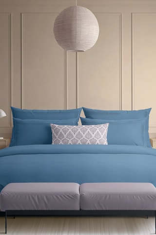 2 taies d'oreiller en satin de coton Uni - 80 fils/cm² - Bleu