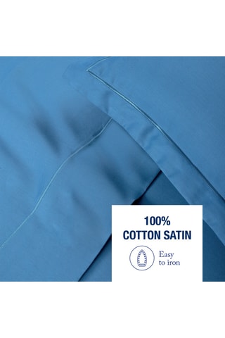 2 taies d'oreiller en satin de coton Uni - 80 fils/cm² - Bleu