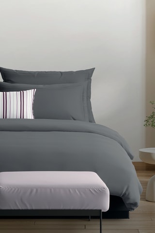 2 taies d'oreiller en satin de coton Uni - 80 fils/cm² - Gris