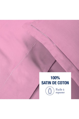 2 taies d'oreiller en satin de coton Uni - 80 fils/cm² - Rose