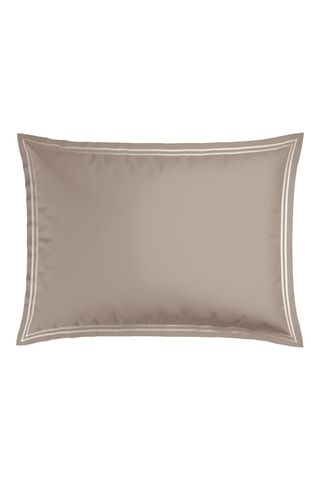 2 taies d'oreiller en satin de coton Antibes - 80 fils/cm² - Taupe et blanc