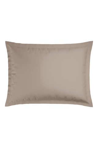 2 taies d'oreiller en satin de coton Antibes - 80 fils/cm² - Taupe et blanc