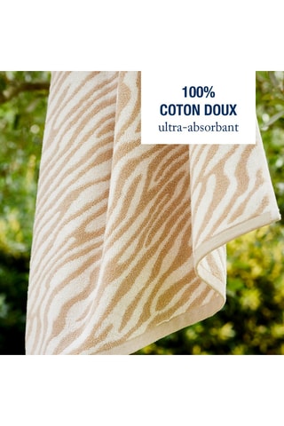 2 serviettes de toilette Zèbre - Taupe - 50 x 100 cm