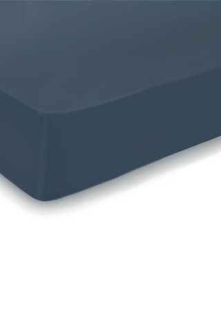 Drap-housse en satin de coton Uni - 80 fils/cm² - Bleu