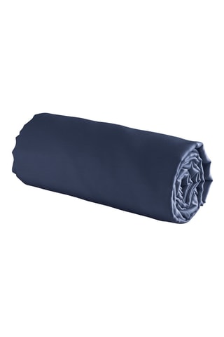Drap-housse en satin de coton Uni - 80 fils/cm² - Bleu