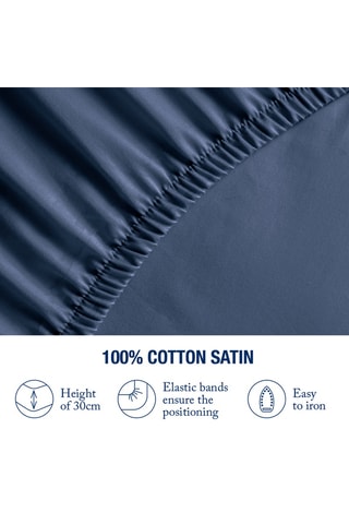 Drap-housse en satin de coton Uni - 80 fils/cm² - Bleu