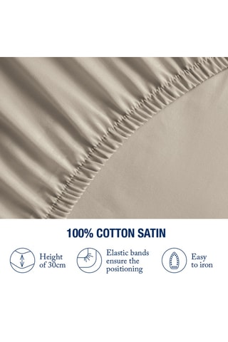 Drap-housse en satin de coton Uni - 80 fils/cm² - Taupe