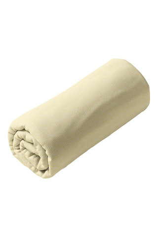 Drap-housse en satin de coton Lignes peintes - 80 fils/cm² - Blanc et jaune