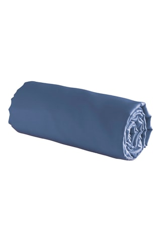 Drap-housse en satin de coton - 80 fils/cm² - Bleu