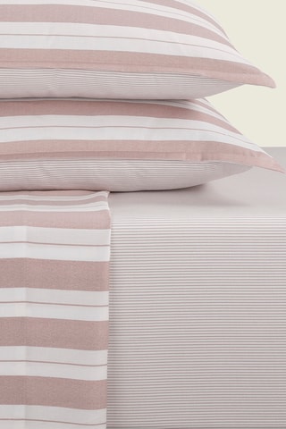 Drap-housse en satin de coton Fines lignes - 80 fils/cm² - Vieux rose