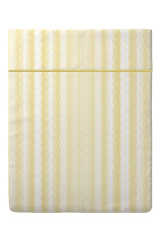 Drap plat en satin de coton Lignes peintes - 80 fils/cm² - Blanc et jaune