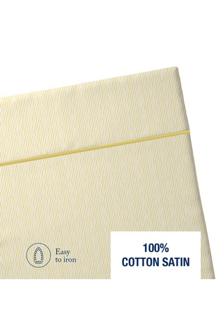 Drap plat en satin de coton Lignes peintes - 80 fils/cm² - Blanc et jaune