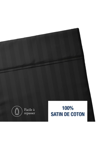 Drap plat en satin de coton - 80 fils/cm² - Noir