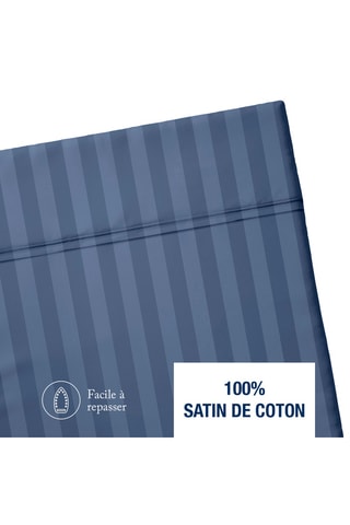 Drap plat en satin de coton - 80 fils/cm² - Bleu