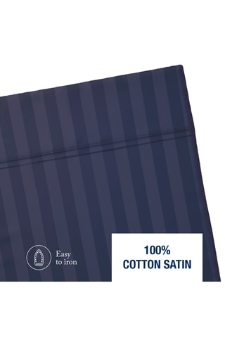 Drap plat en satin de coton - 80 fils/cm² - Bleu foncé