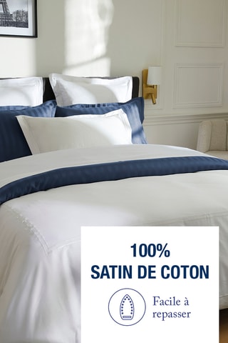 Parure de couette en satin de coton Antibes - 80 fils/cm² - Blanc