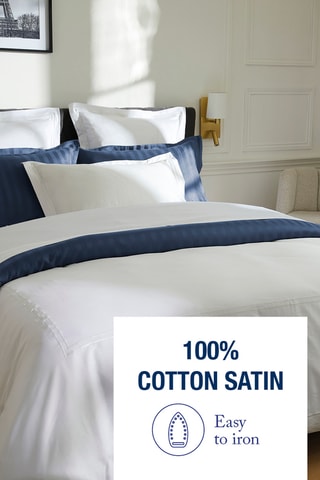 Parure de couette en satin de coton Antibes - 80 fils/cm² - Blanc