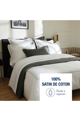 Parure de couette en satin de coton Antibes - 80 fils/cm² - Gris