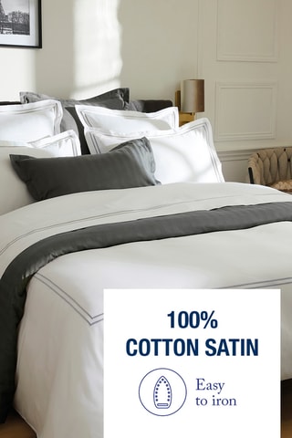 Parure de couette en satin de coton Antibes - 80 fils/cm² - Gris