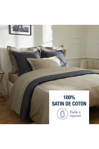 Parure de couette en satin de coton Antibes - 80 fils/cm² - Blanc