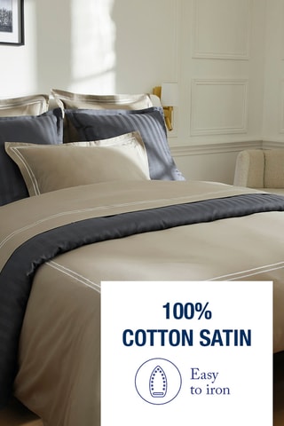Parure de couette en satin de coton Antibes - 80 fils/cm² - Blanc