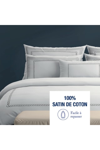 Parure de couette en satin de coton Eclat de soie - 80 fils/cm² - Gris