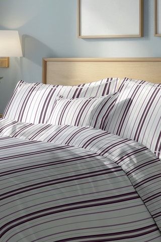 Parure de couette en satin de coton Elsa - 80 fils/cm² - Blanc et mauve