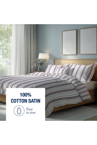 Parure de couette en satin de coton Elsa - 80 fils/cm² - Blanc et mauve