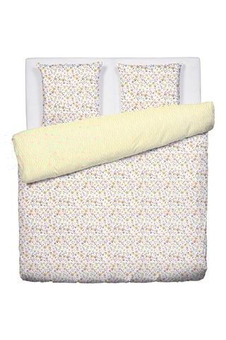 Parure de couette réversible en satin de coton Fleurs d'été - 80 fils/cm² - Jaune