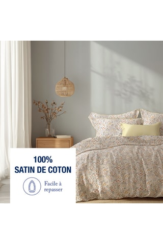 Parure de couette en satin de coton Havre d'ambre - 80 fils/cm² - Blanc