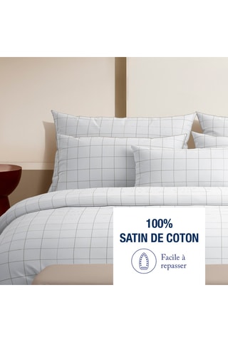 Parure de couette en satin de coton Noa - 80 fils/cm² - Blanc