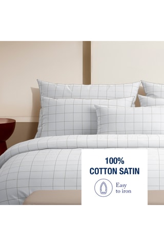 Parure de couette en satin de coton Noa - 80 fils/cm² - Blanc