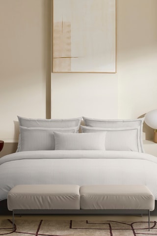 Parure de couette en satin de coton Toulouse - 80 fils/cm² - Blanc et taupe