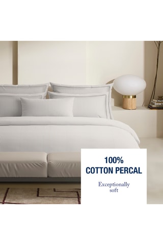 Parure de couette en satin de coton Toulouse - 80 fils/cm² - Blanc et taupe