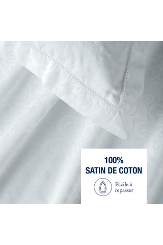 Parure de couette en satin de coton Mélodie impériale - 80 fils/cm² - Blanc