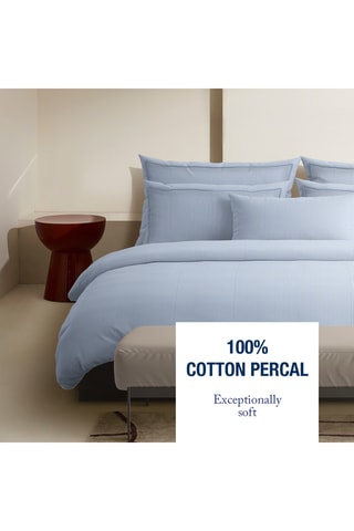 Parure de couette en percale de coton Toulouse - 80 fils/cm² - Ciel
