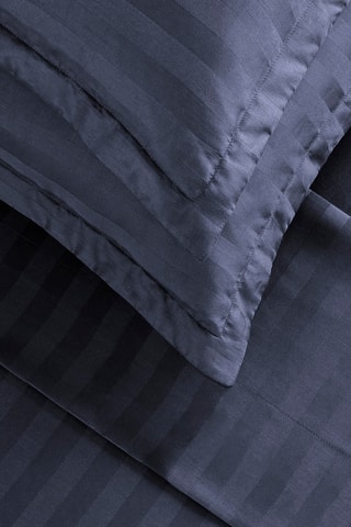 Parure de draps en satin de coton Dobby - 80 fils/cm² - Bleu foncé