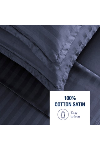 Parure de draps en satin de coton Dobby - 80 fils/cm² - Bleu foncé