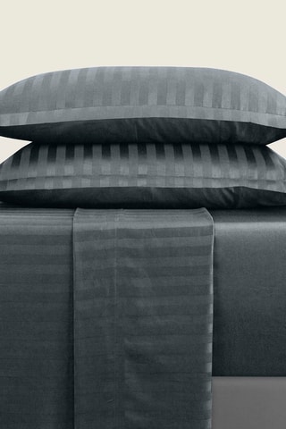 Parure de draps en satin de coton Dobby - 80 fils/cm² - Gris foncé