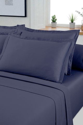 Parure de draps en satin de coton Uni - 80 fils/cm² - Bleu