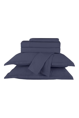 Parure de draps en satin de coton Uni - 80 fils/cm² - Bleu