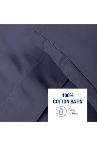 Parure de draps en satin de coton Uni - 80 fils/cm² - Bleu