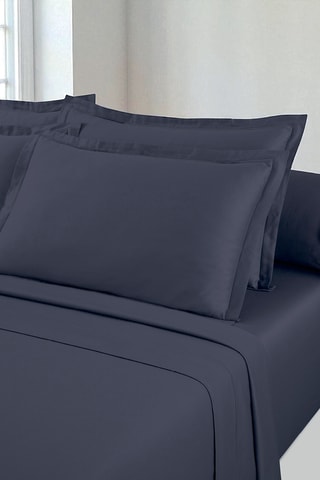 Parure de draps en satin de coton Uni - 80 fils/cm² - Bleu