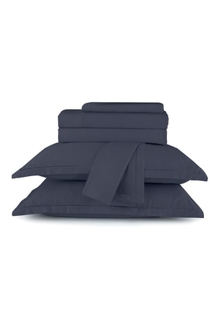 Parure de draps en satin de coton Uni - 80 fils/cm² - Bleu