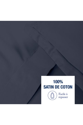 Parure de draps en satin de coton Uni - 80 fils/cm² - Bleu
