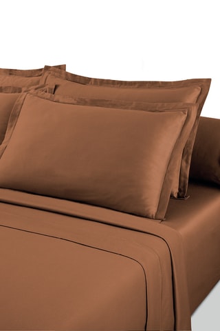 Parure de draps en satin de coton Uni - 80 fils/cm² - Marron