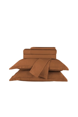 Parure de draps en satin de coton Uni - 80 fils/cm² - Marron