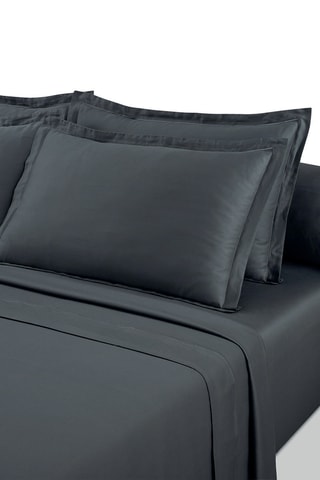Parure de draps en satin de coton Uni - 80 fils/cm² - Gris foncé